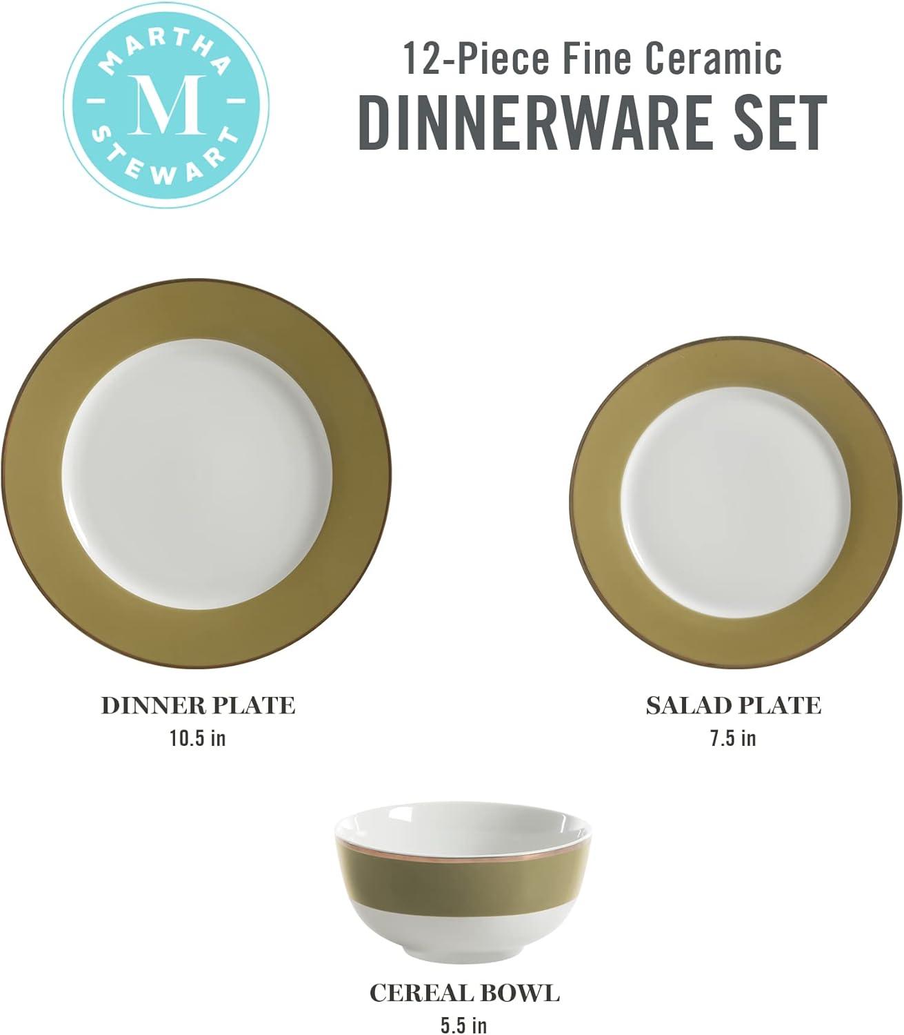 Martha Stewart Gracie Lane Ceramic Dinnerware Set - Service for 4