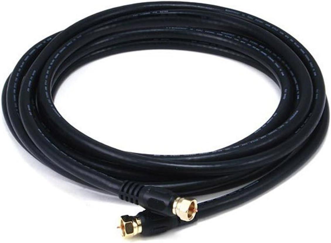 Monoprice Video Cable - 12 Feet - Black | RG6 Quad Shield CL2 Coaxial Cable with F Type Connector