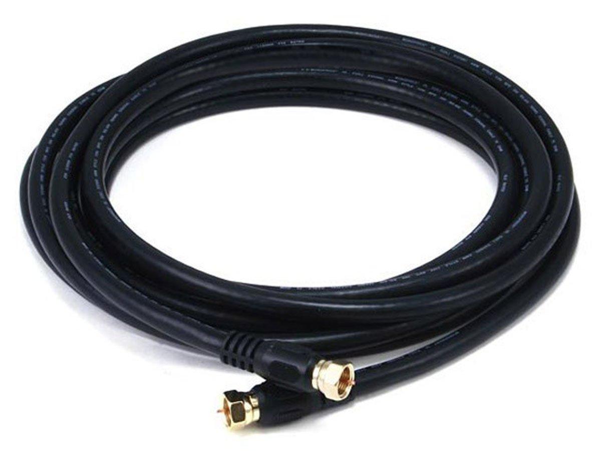 Monoprice Video Cable - 12 Feet - Black | RG6 Quad Shield CL2 Coaxial Cable with F Type Connector