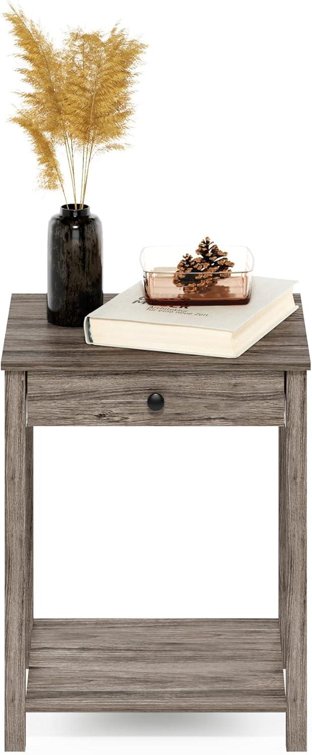 Furinno Classic Side Table with Drawer, Rustic Oak