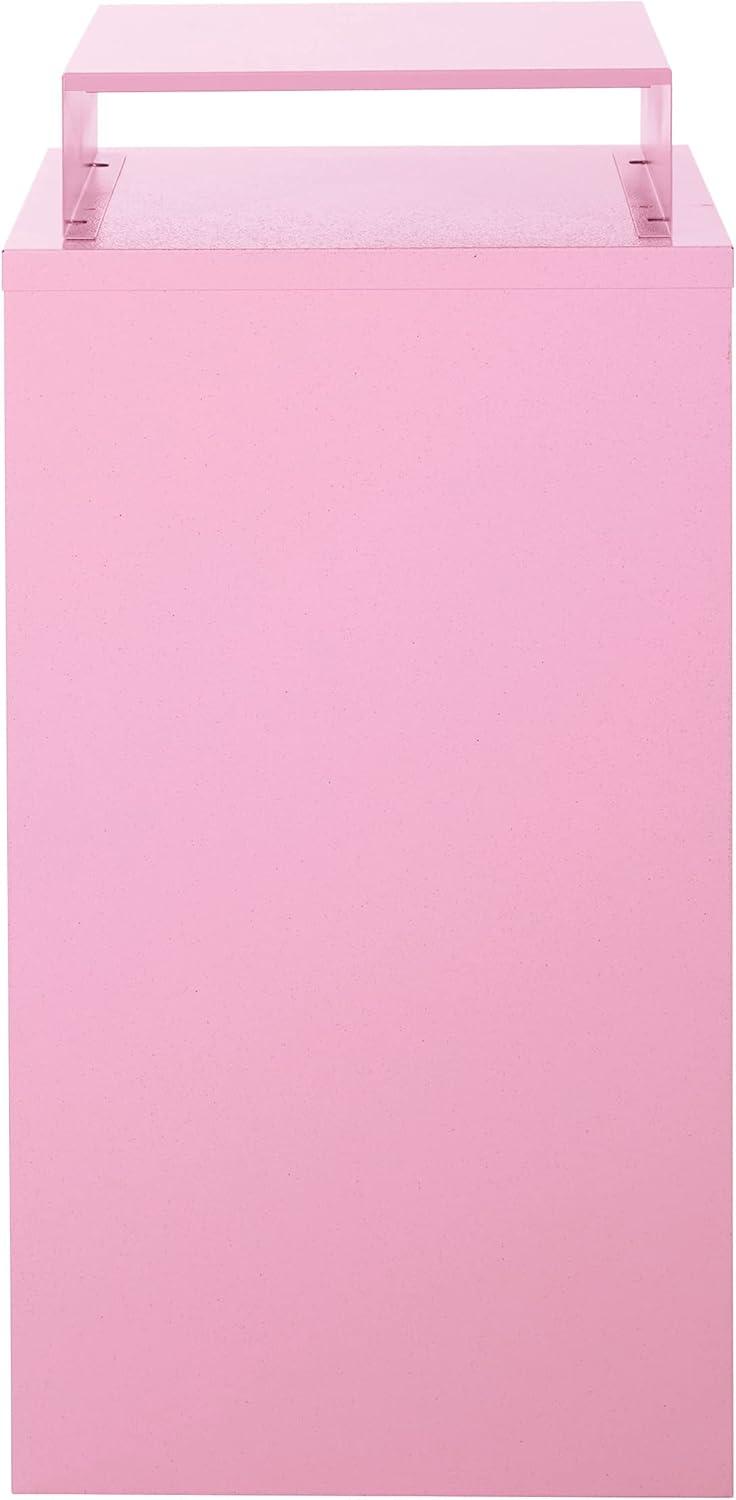 OSP Home Furnishings 3-Drawer Lockable Metal File Cabinet, Pink