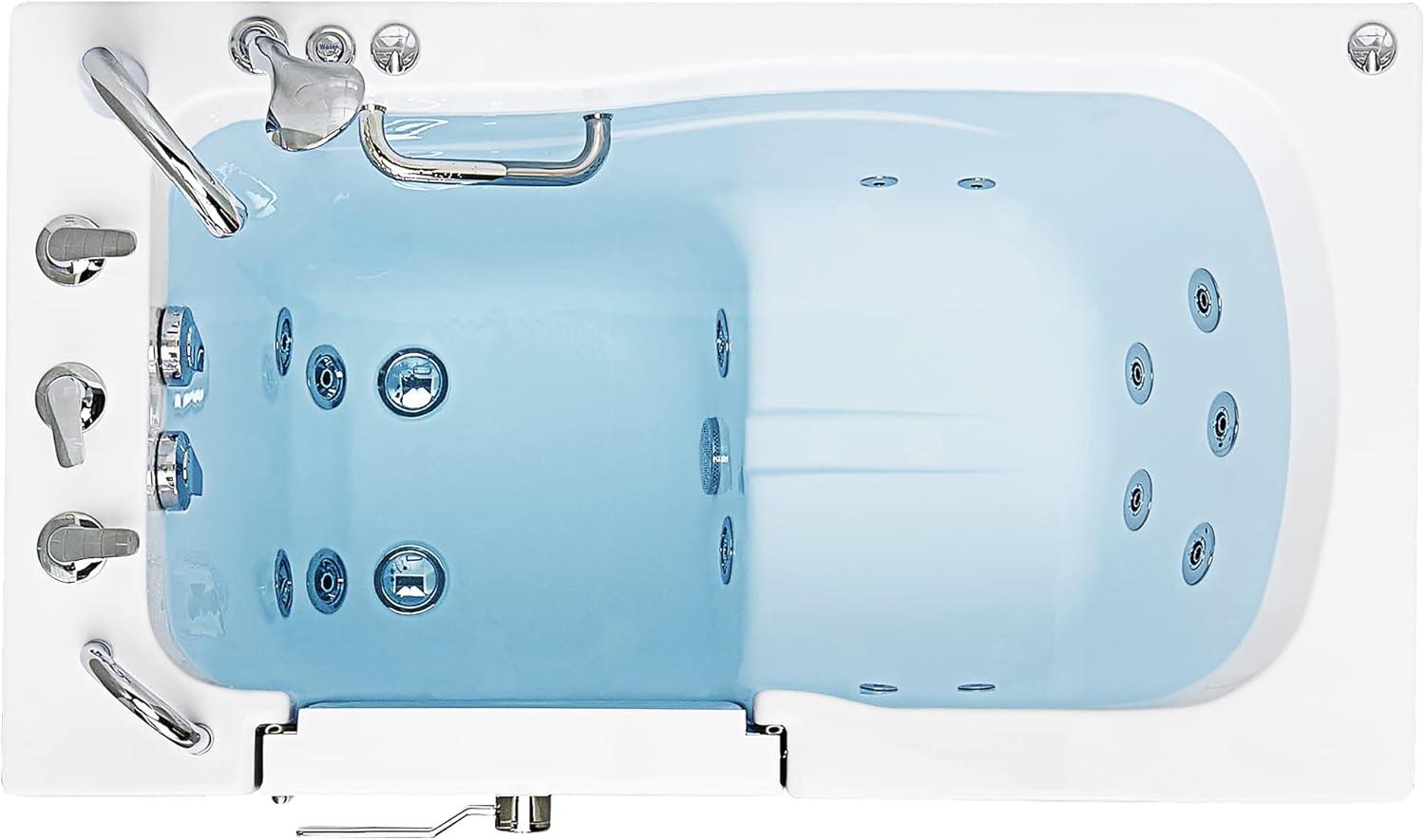 Monaco 32"x52" Acrylic Hydro Massage Walk-In Bathtub, 5 Piece Fast Fill Faucet, 2" Dual Drain