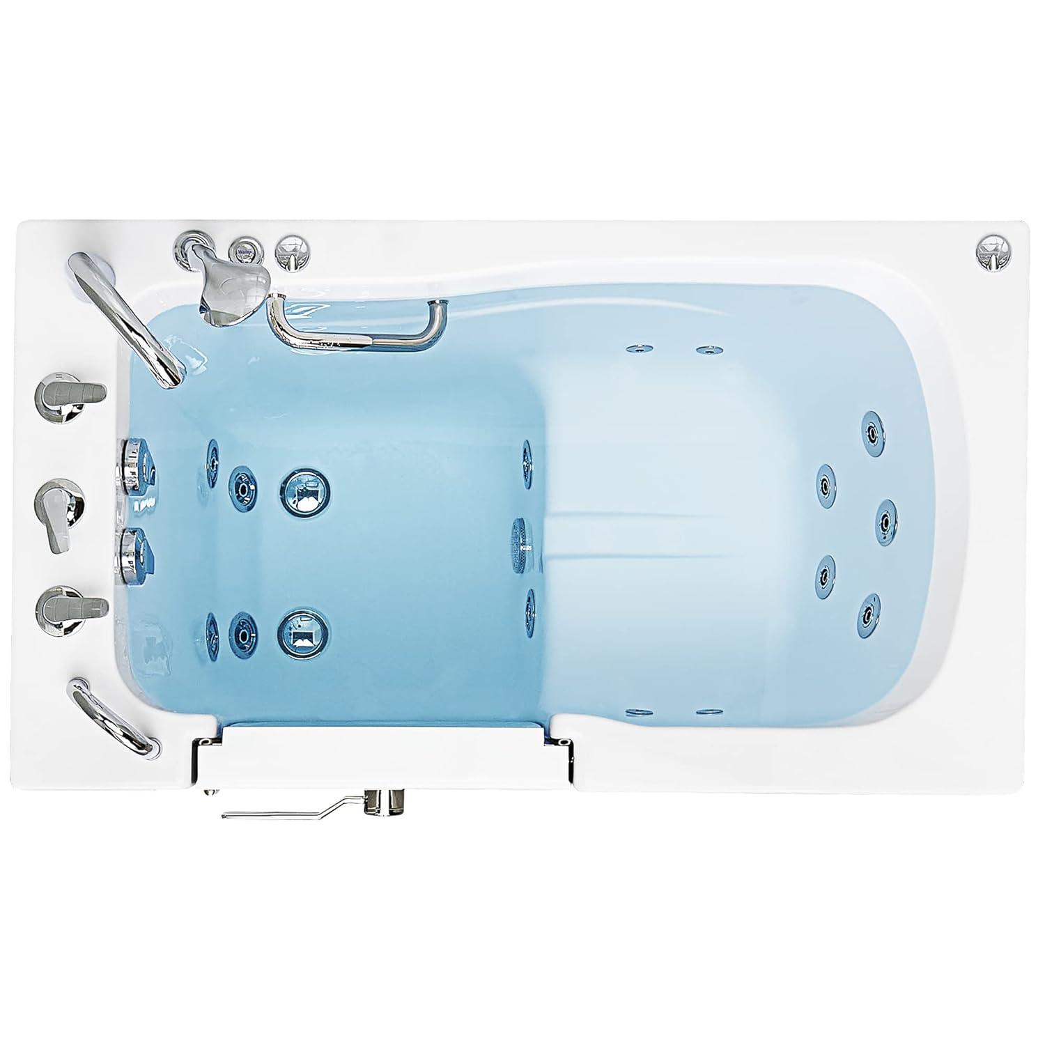 Monaco 32"x52" Acrylic Hydro Massage Walk-In Bathtub, 5 Piece Fast Fill Faucet, 2" Dual Drain