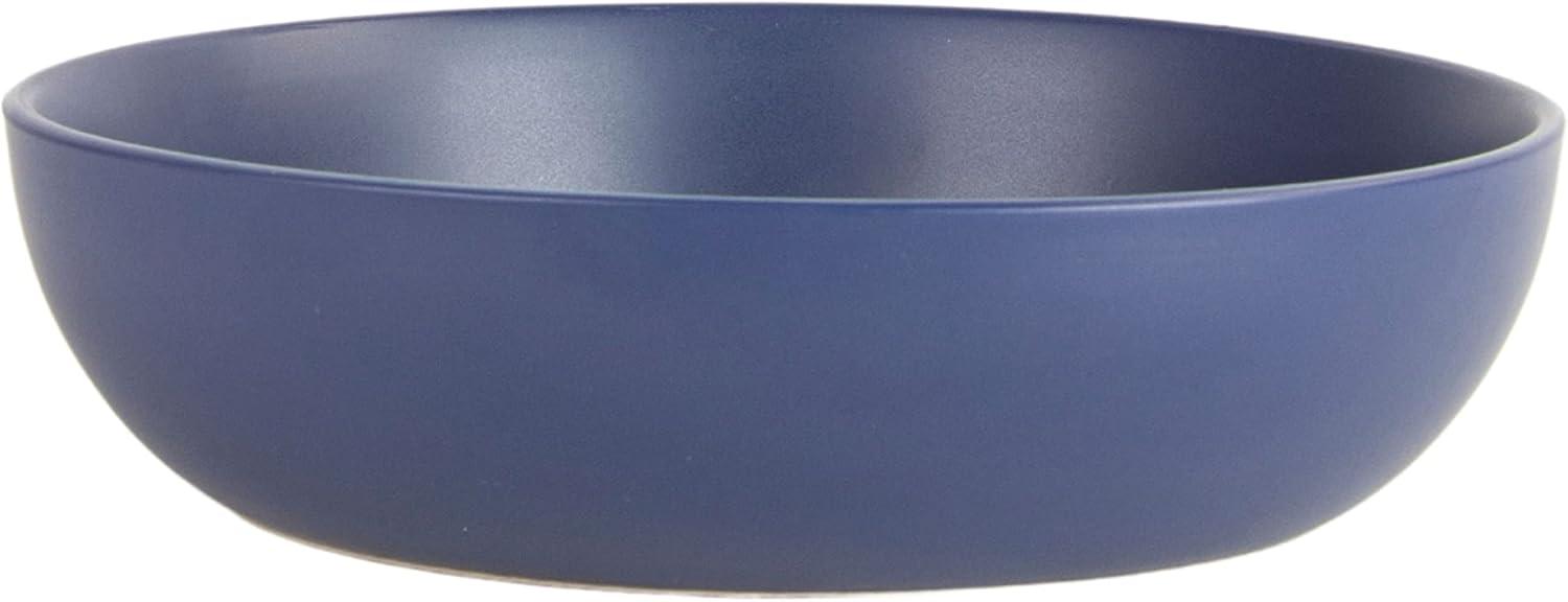 Midnight Blue Ceramic Round Serving Bowls, Set of 2