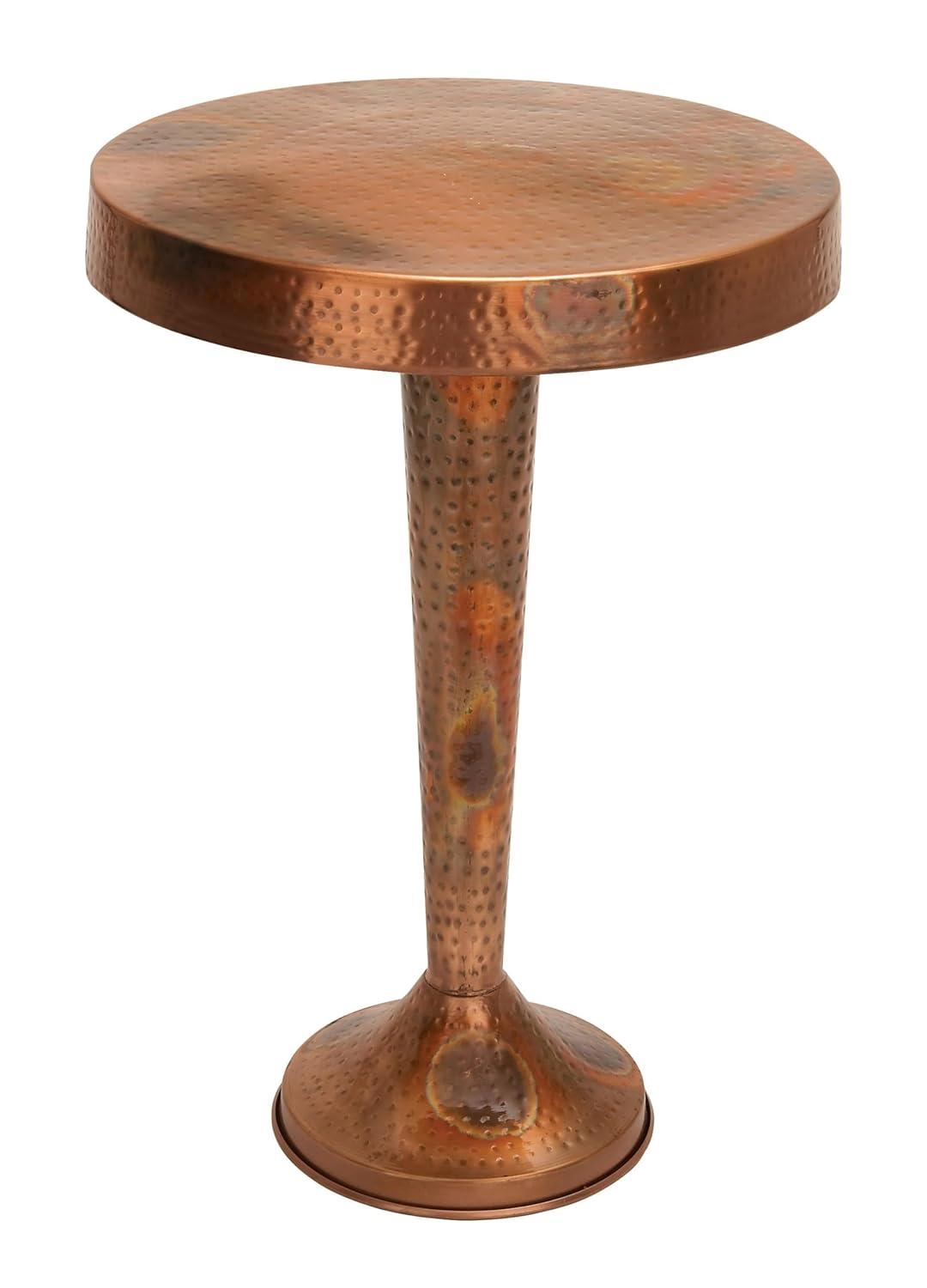 Metal Round Accent Table Tapered Pole Frame Copper - Olivia & May