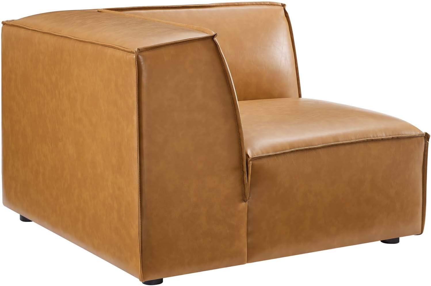 Modway Restore 40.5" Faux Leather Sectional Sofa Corner Chair in Tan