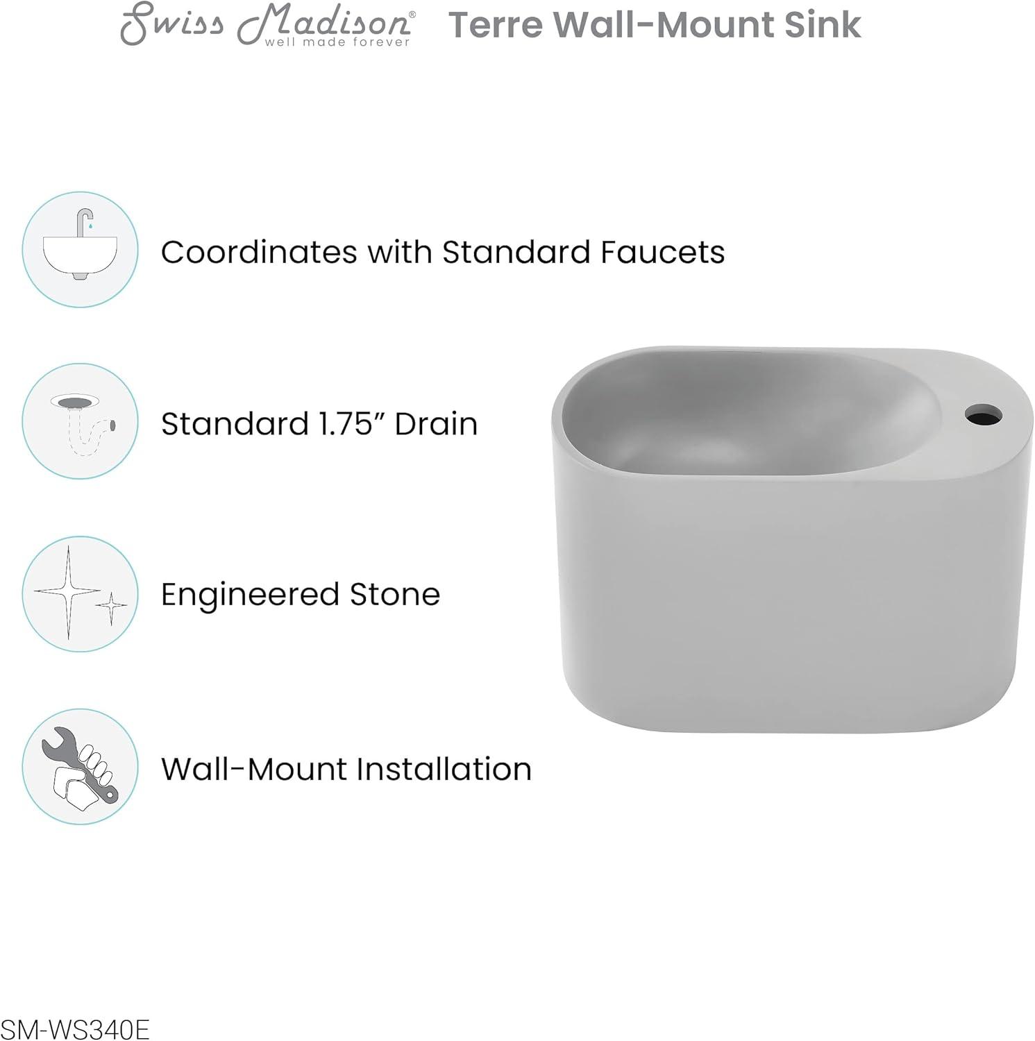 Terre 17.5" Right Side Faucet Wall-Mount Bathroom Sink