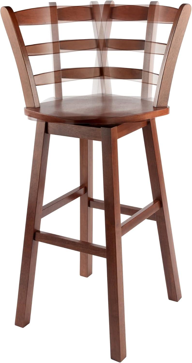 Winsome Scalera 16" Walnut Swivel Ladder Back Barstool