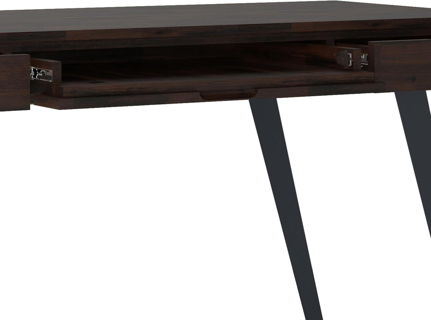 Simpli Home Lowry Solid Acacia Wood Desk In Distressed Hickory Brown