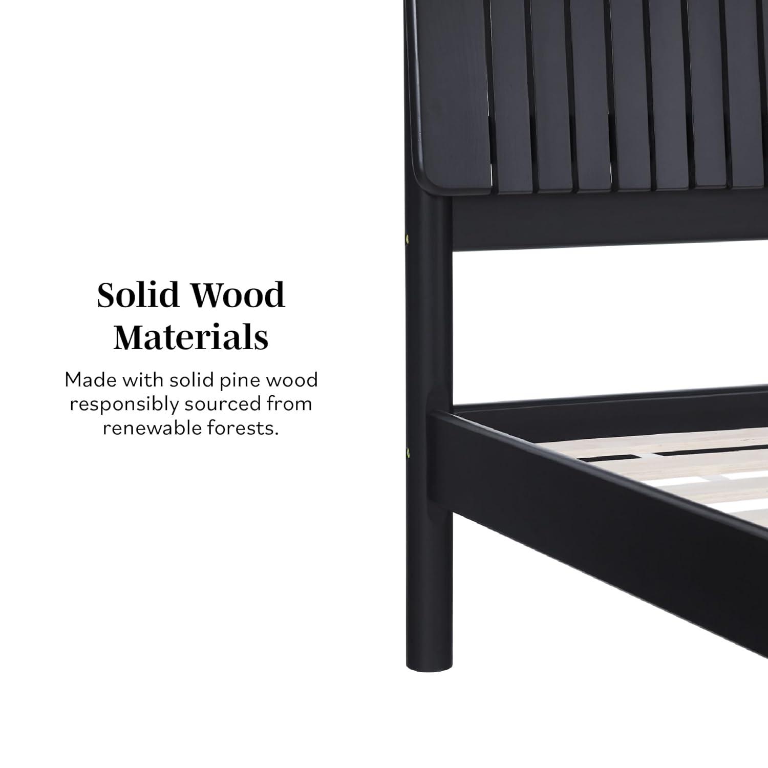 Walker Edison Transitional Solid Wood Platform King Bed - Brown