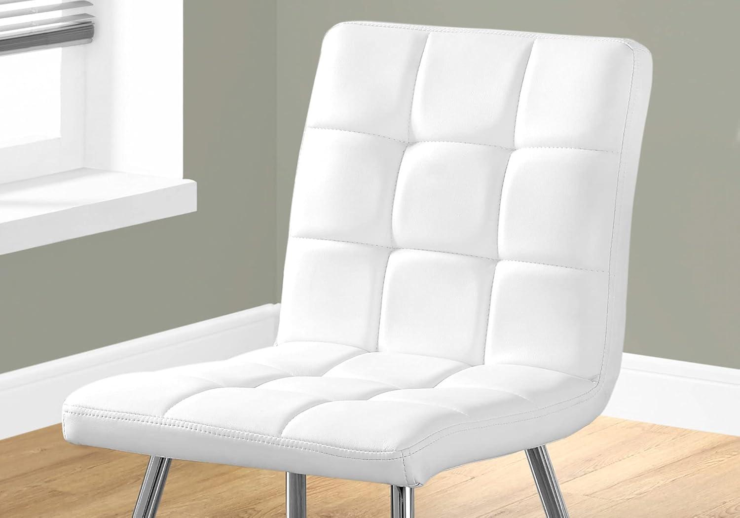 Dining Chair Set Of 2 Side Upholstered Kitchen Pu Leather Look White