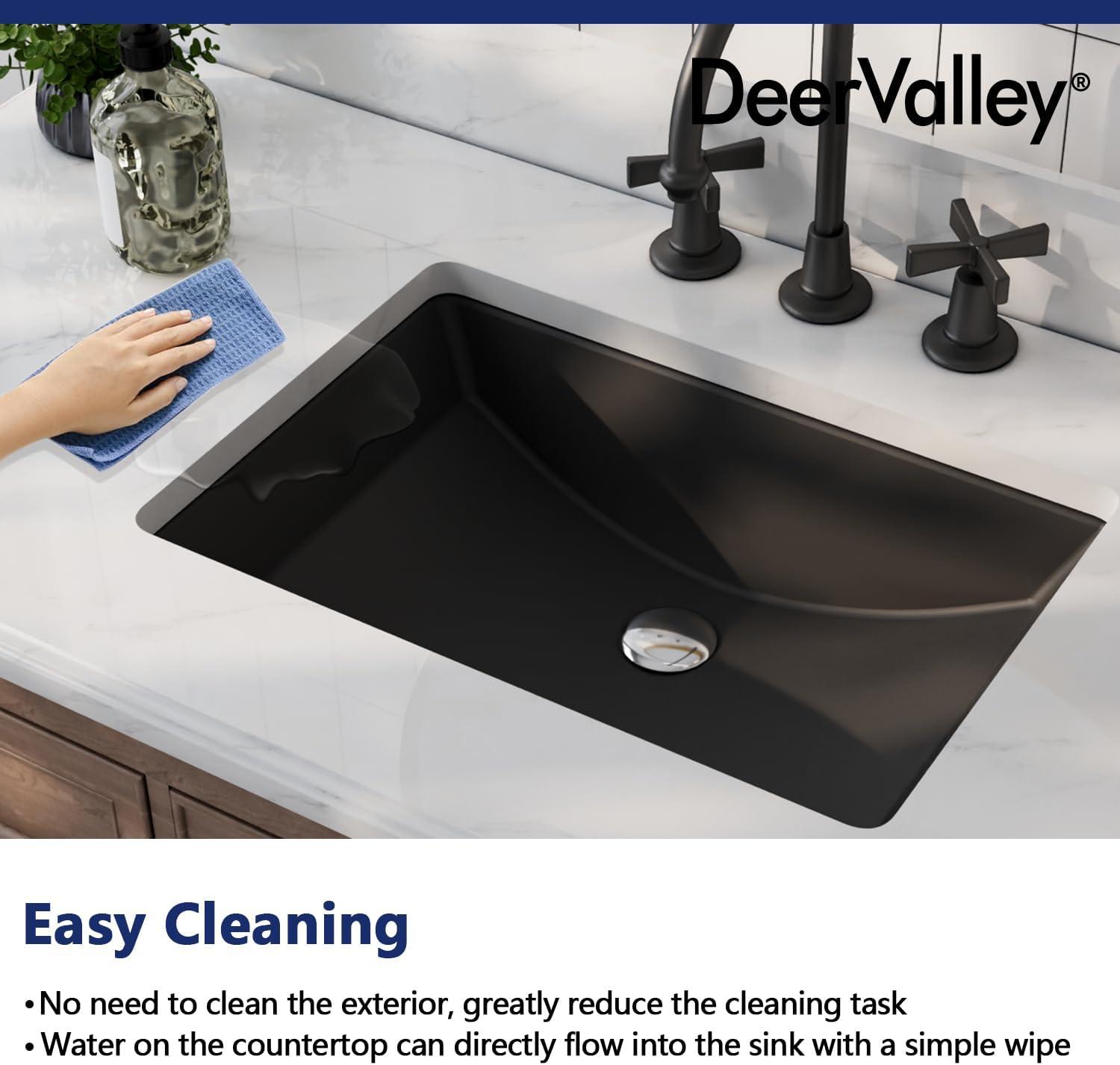 DeerValley Ally 21" x 15'' Undermount Bathroom Sink, Rectangular Bathroom Sink with Overflow