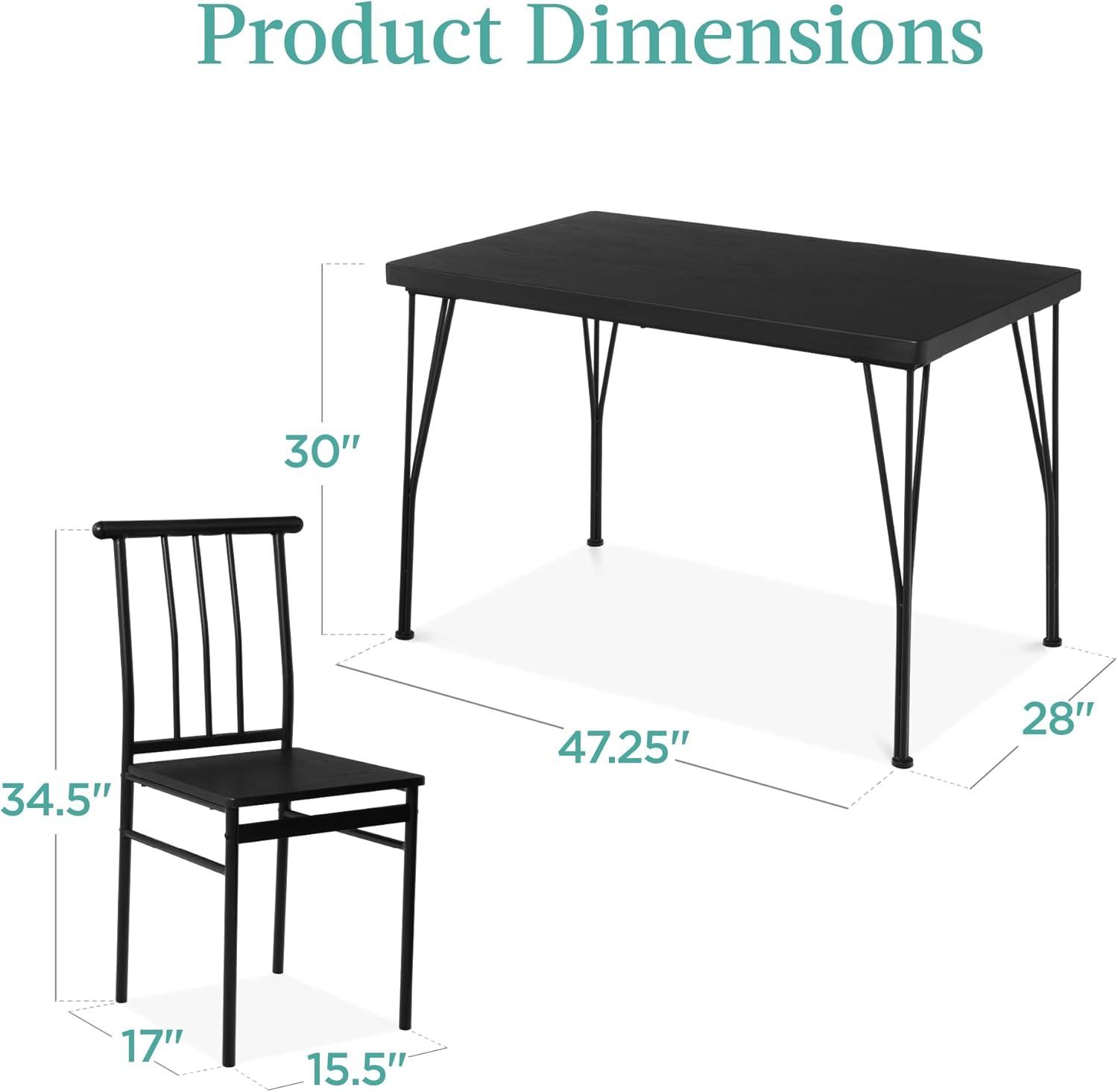 Best Choice Products 5-Piece Indoor Modern Metal Wood Rectangular Dining Table Furniture Set w/ 4 Chairs