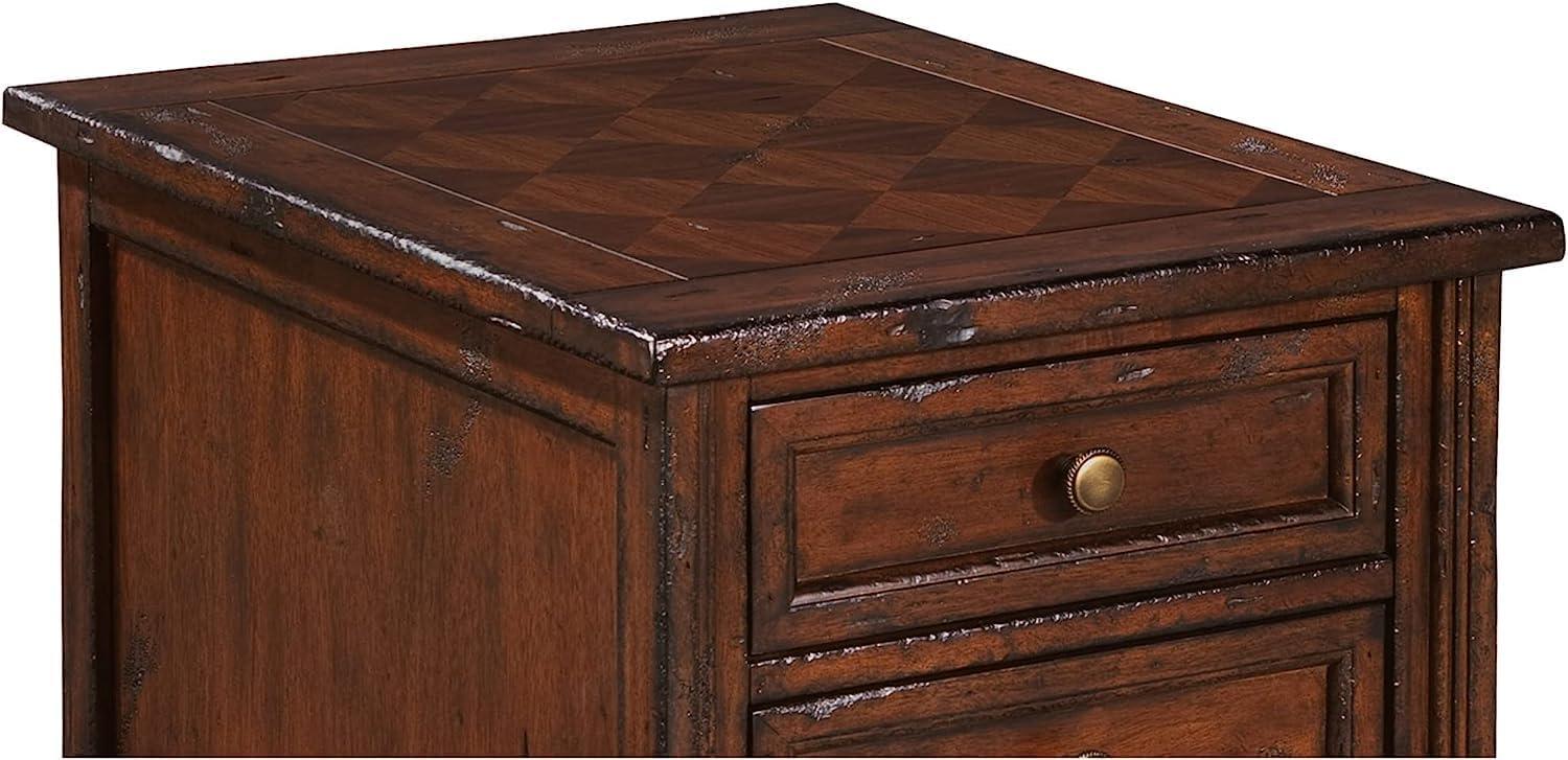 Havana Antique Mahogany Chairside Chest with Mirrored Drawers