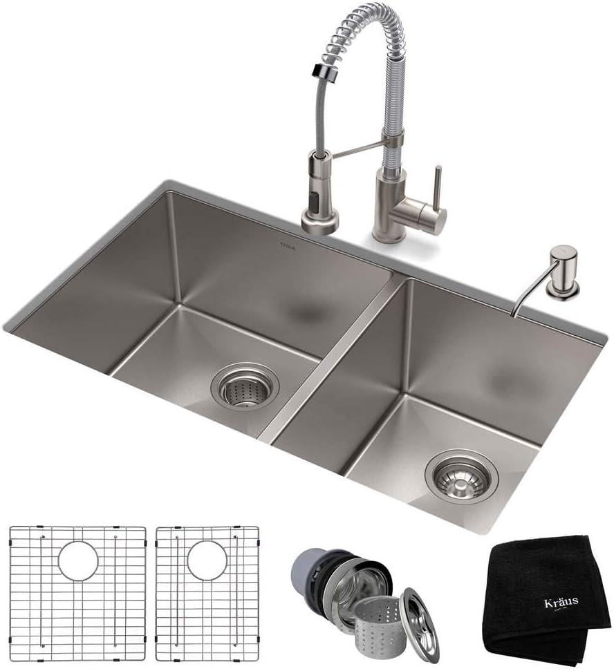 KRAUS Standart PRO™ Undermount 60/40 Double Bowl 16 Gauge Stainless Steel Kitchen Sink