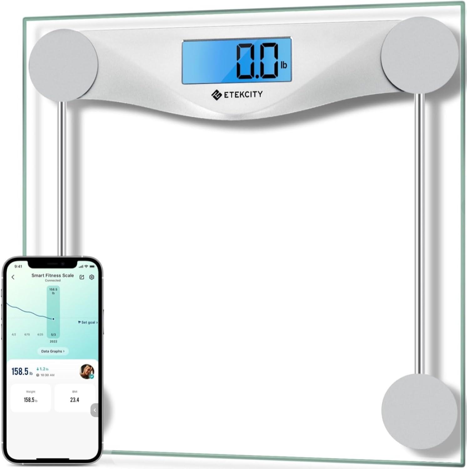 Etekcity Bluetooth Digital Bathroom Scale with Blue LCD Display