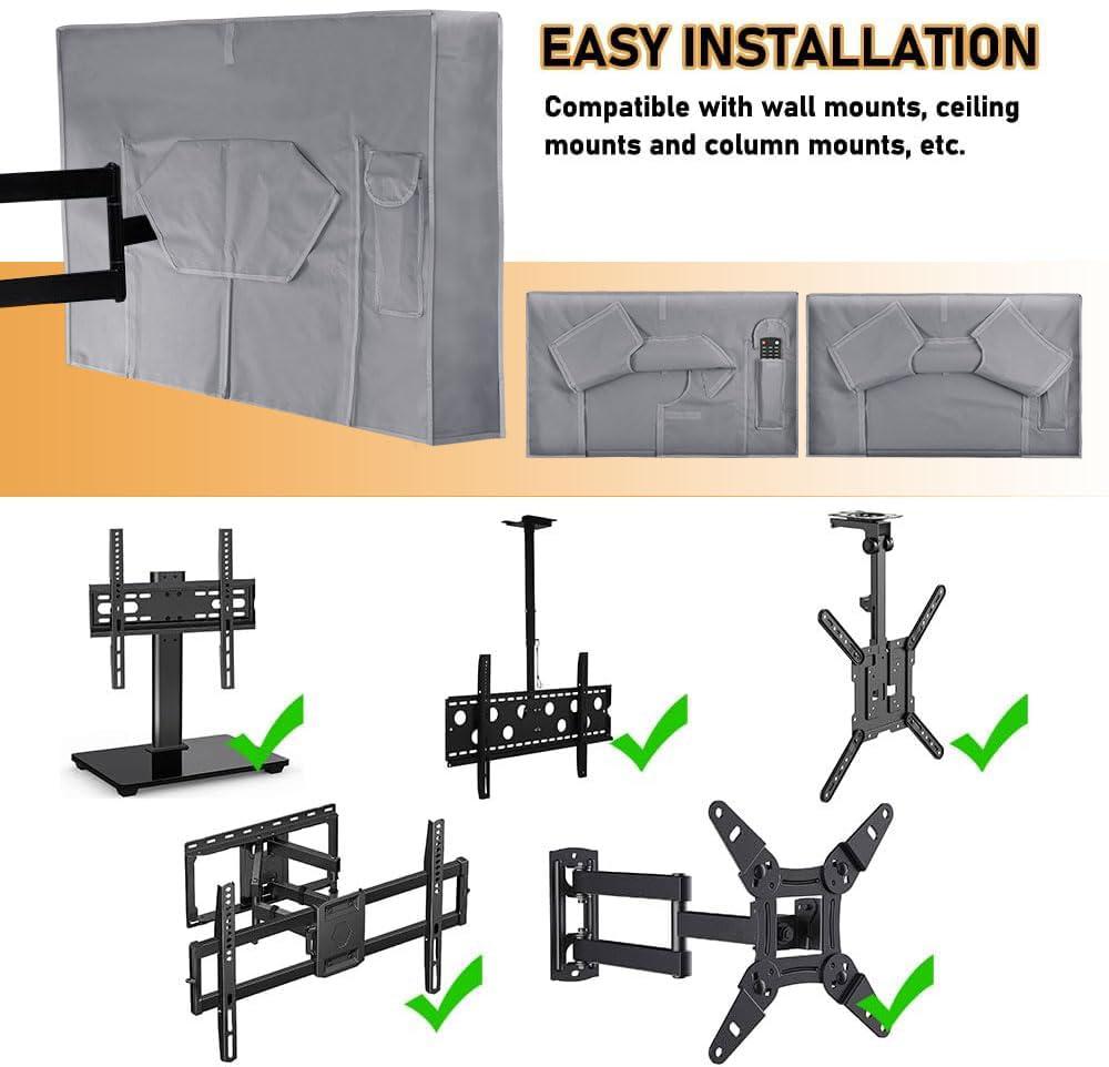 Outdoor TV Cover 41-43 Inches, HOMEYA 600D Heavy Duty Weatherproof TV Enclosure with Front Flap, Waterproof Zipper+Bottom Cover, for Outside LED LCD Flat Screen TVs-Cover Size 40.5''L x 24''H x 4.5"W