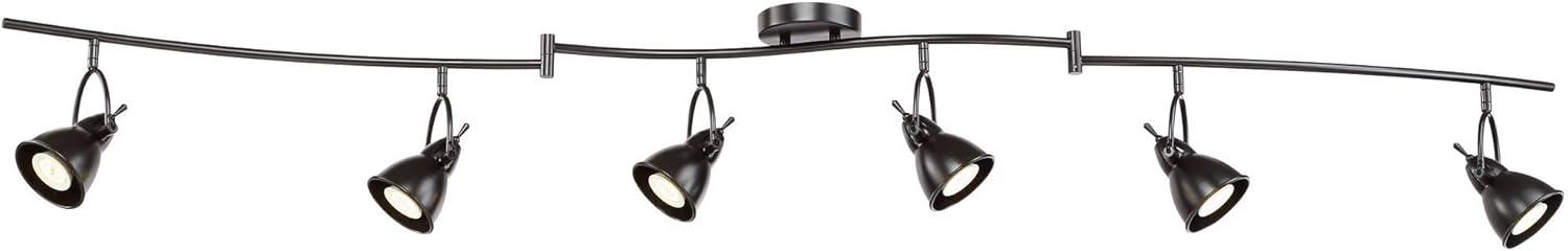 Pro Track Thorndale 6-Head LED Ceiling Track Light Fixture Kit Spot Light GU10 Brown Bronze Finish Metal Farmhouse Rustic Kitchen Bathroom 68" Wide