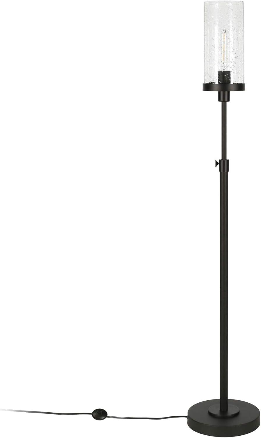 Evelyn&Zoe Frieda 66" Tall Floor Lamp with Glass Shade in Blackened Bronze/White Milk