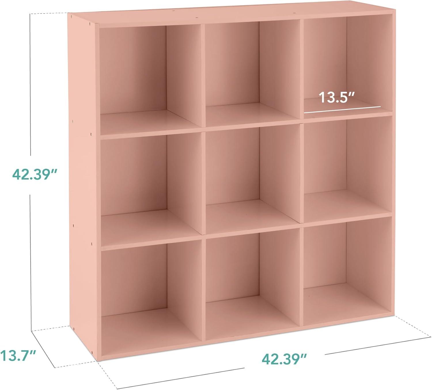 Best Choice Products 9-Cube Bookshelf, 13.5in Display Storage System, Organizer w/ Removable Back Panels - Light Pink
