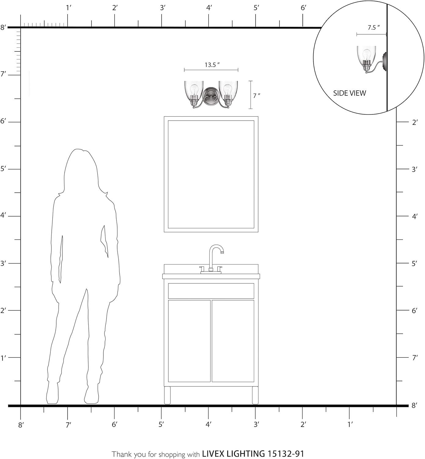 Livex Lighting Montgomery 2 - Light Vanity in  Brushed Nickel