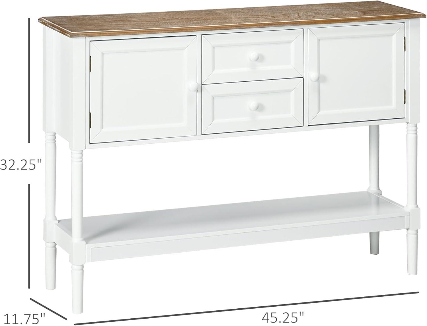 GVN Console Table,Console Table with Drawers, Vintage Entryway Table with 2 Drawers, Retro Sofa Table, White