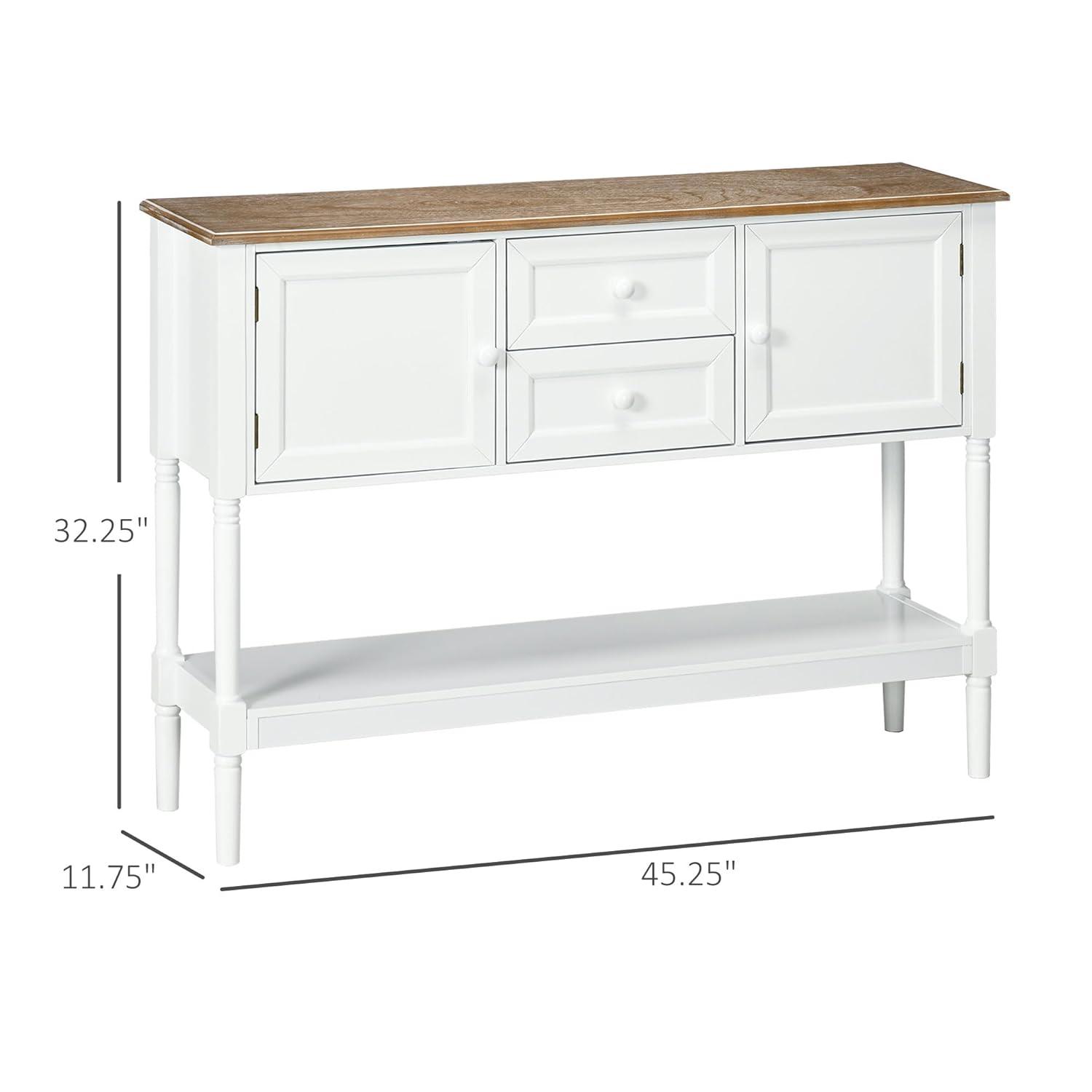 GVN Console Table,Console Table with Drawers, Vintage Entryway Table with 2 Drawers, Retro Sofa Table, White