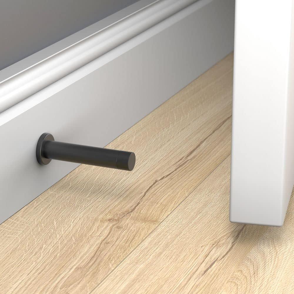 Matte Black 3-Inch Steel Baseboard Door Stop