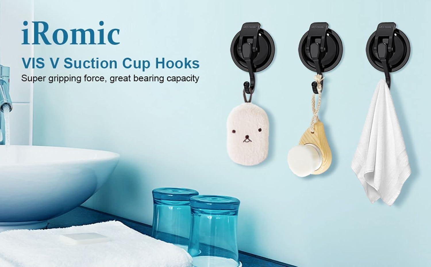 Yapicoco Shower hooks for inside shower loofah, 2 Pack Bathroom Vacuum Suction cup hooks for shower wall, heavy duty Hooks for hanging, Reusable wall hooks for Kitchen Restroom Towel Robe Coat Wreath