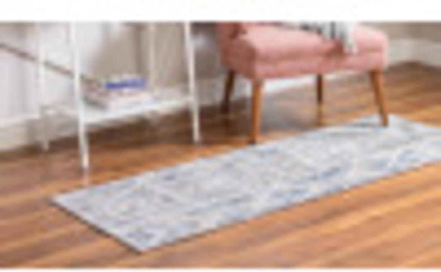Unique Loom Portland Collection Area Rug - Orford (2' 2" x 12' Runner Navy Blue/Blue)