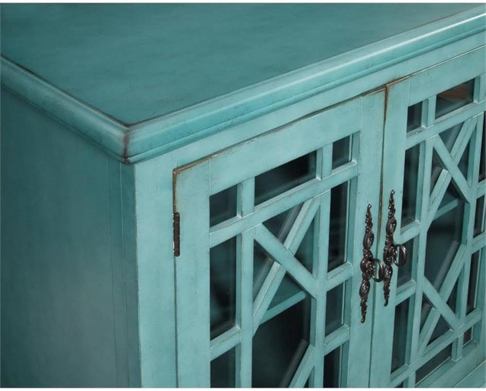 Bowery Hill Traditional Wood TV Stand for TVs up to 63" in Antique Teal Green