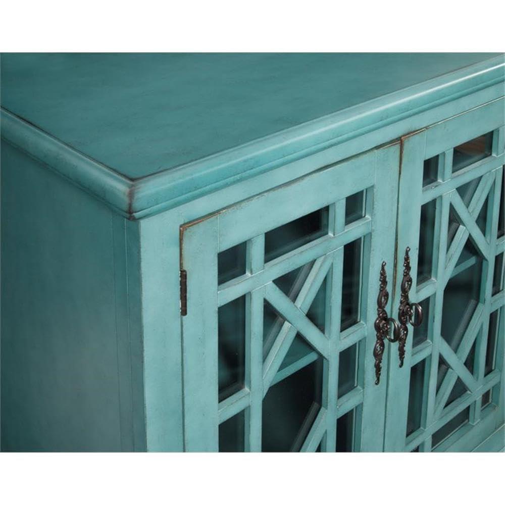 Bowery Hill Traditional Wood TV Stand for TVs up to 63" in Antique Teal Green