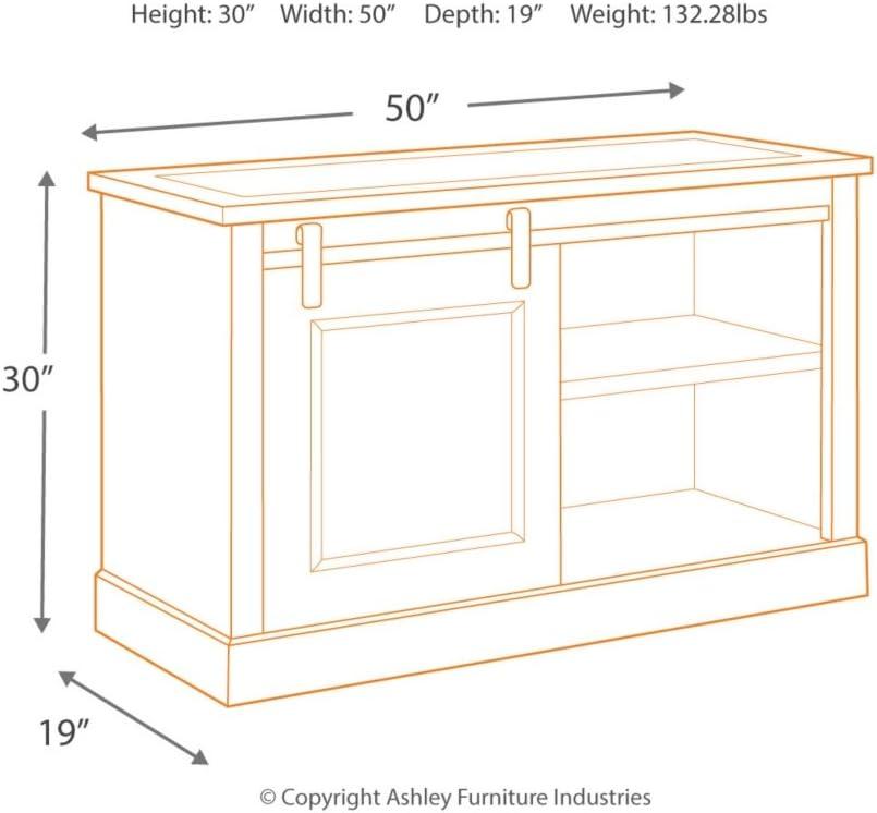 Distressed White and Gray 50" Farmhouse Office Credenza