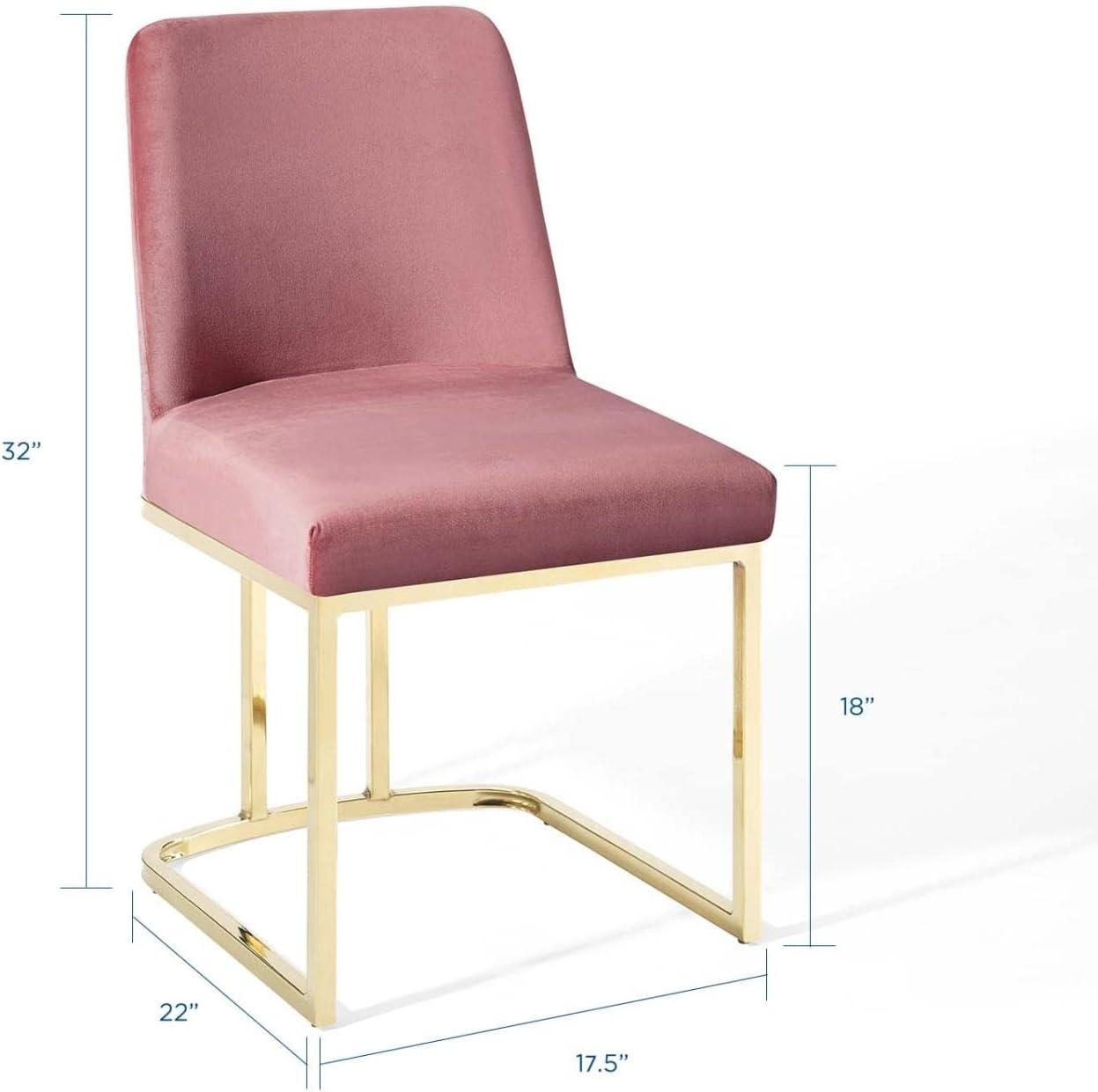 Amplify Sled Base Performance Velvet Dining Side ChairGold Dusty Rose