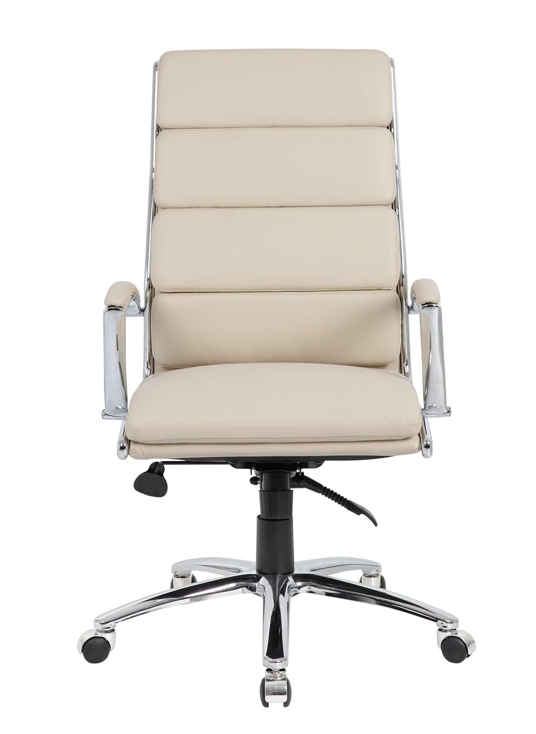 Contemporary Striped Executive Office Chair Beige with Lumbar Support & Casters - Boss Office Products