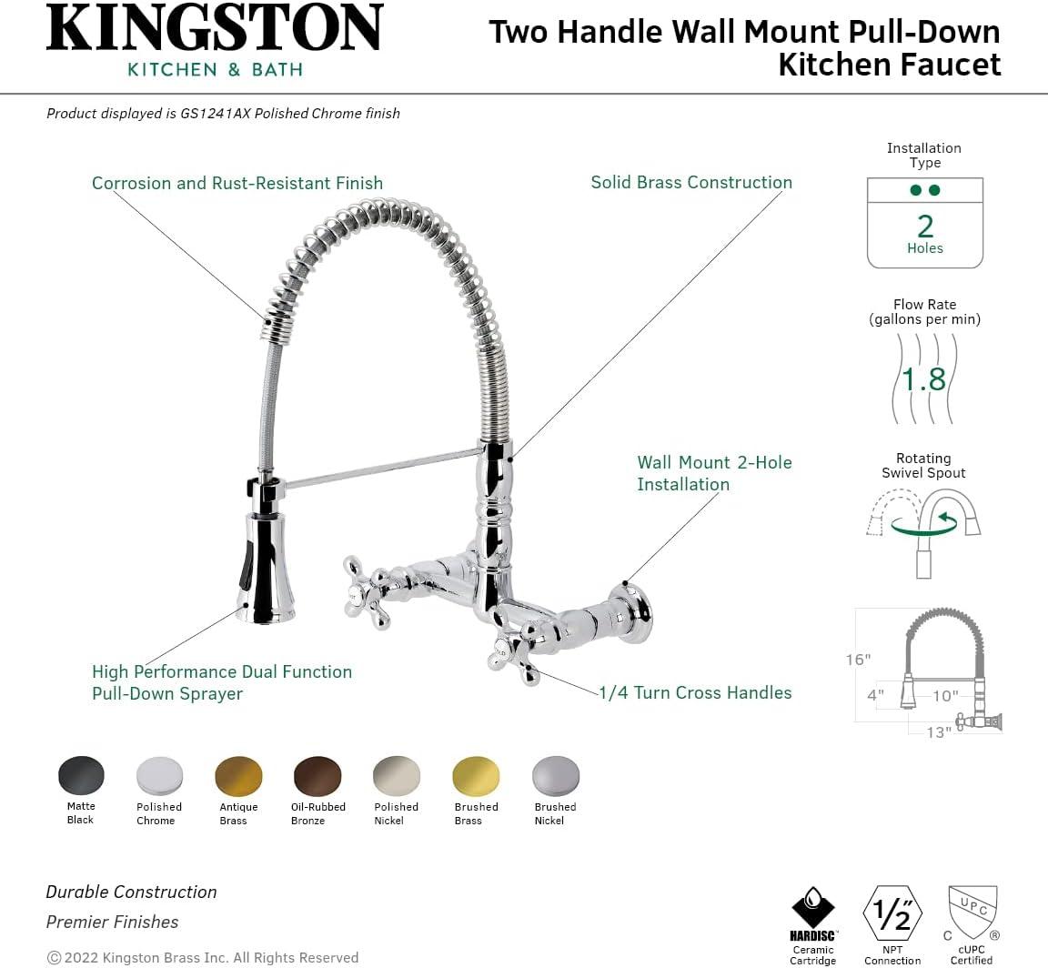 Matte Black Dual-Handle Pull-Down Sprayer Kitchen Faucet