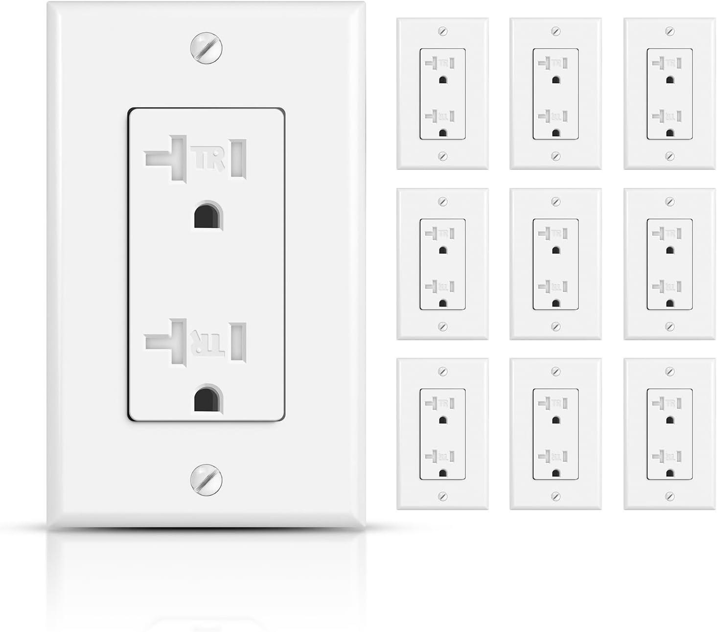 Maxxima 20A, 125V White Duplex Receptacle Electrical Outlet 10 Piece Pack