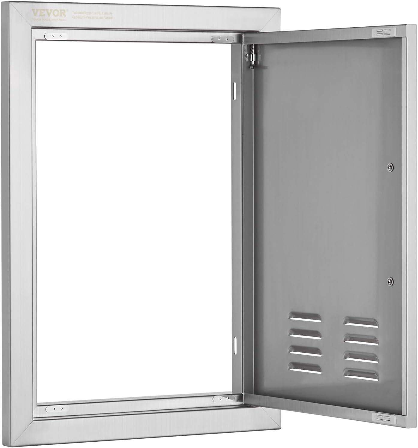 24 in. W x 17 in. H Single Outdoor Kitchen Door BBQ Access Door Stainless Steel Flush Mount Door Wall Vertical Door