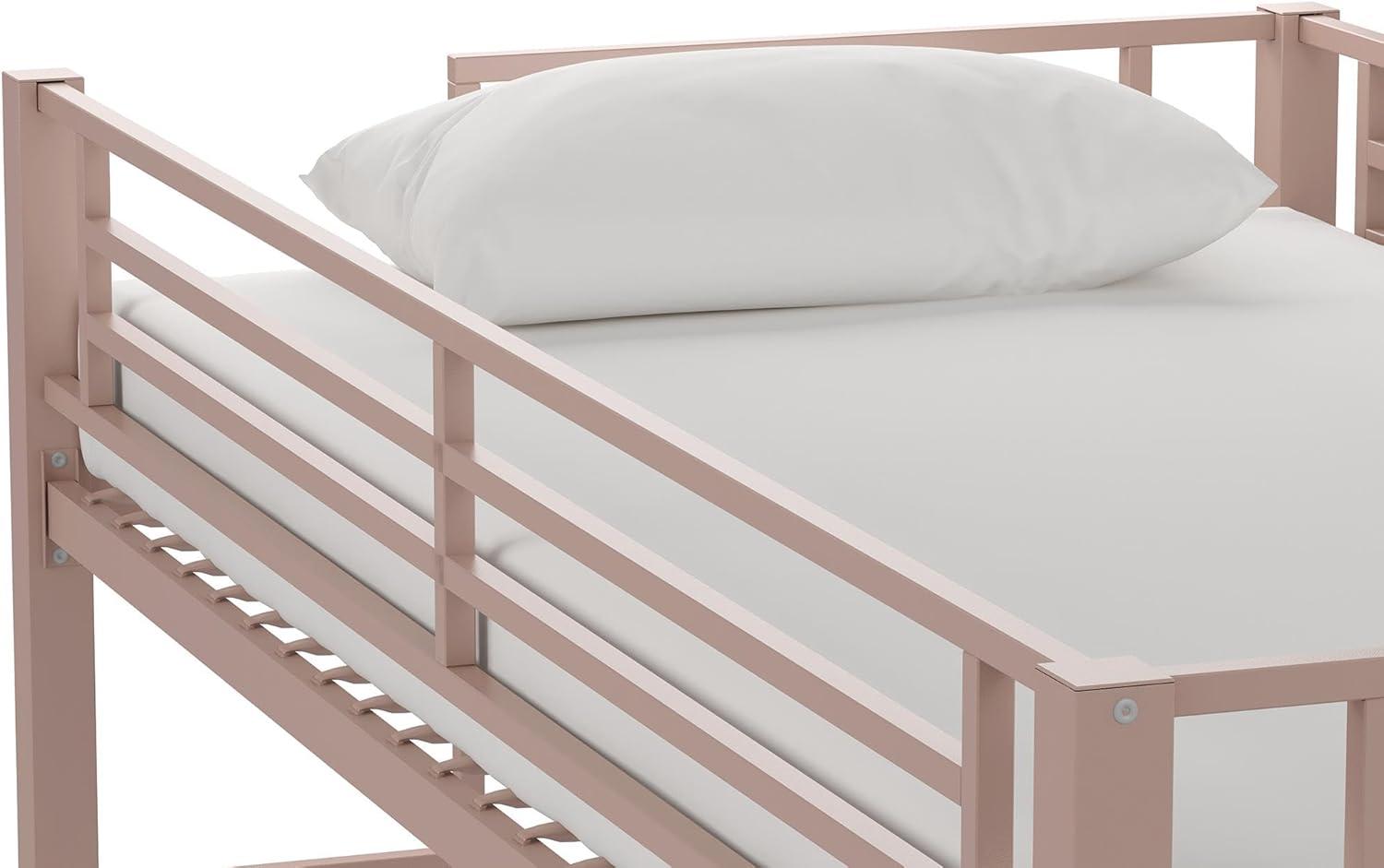 Your Zone Brittain Twin Metal Loft Bed, Pink