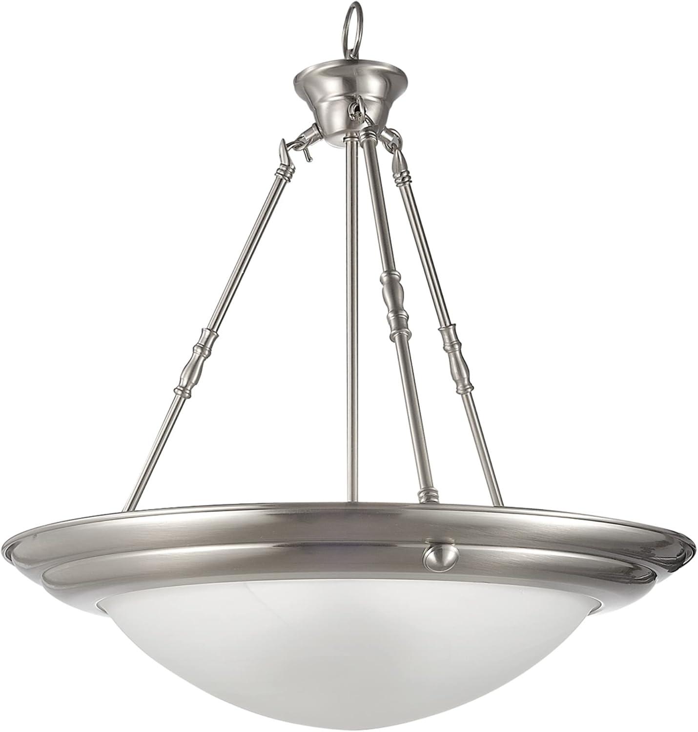 Brushed Nickel 3-Light Pendant with Frosted Glass Shade