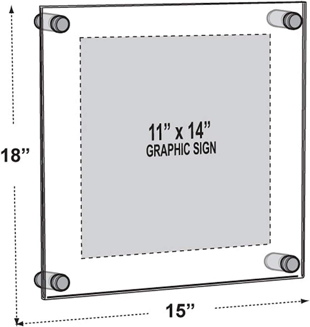 Clear Acrylic Floating Wall Frame with Silver Caps