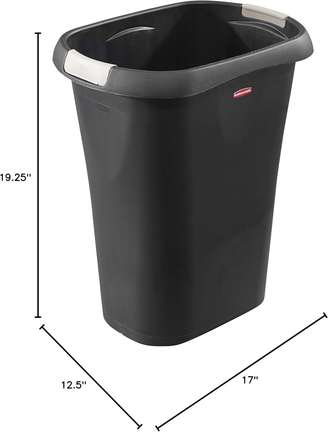 Black 3-Gallon Plastic Office Wastebasket Trash Can