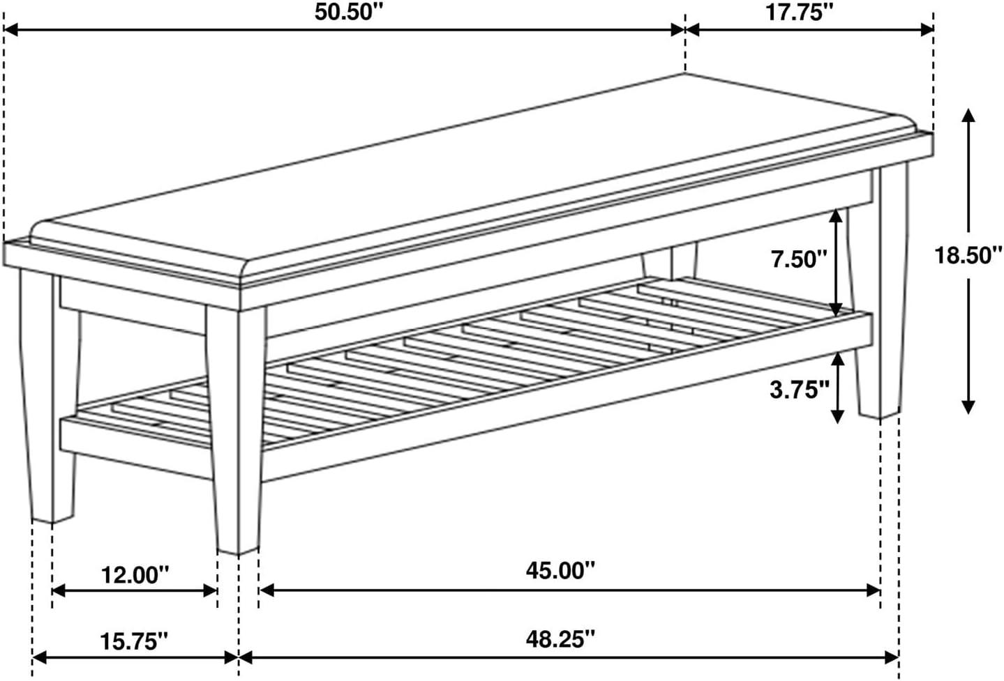 Ivory White Hardwood Transitional Bedroom Bench with Storage Shelf