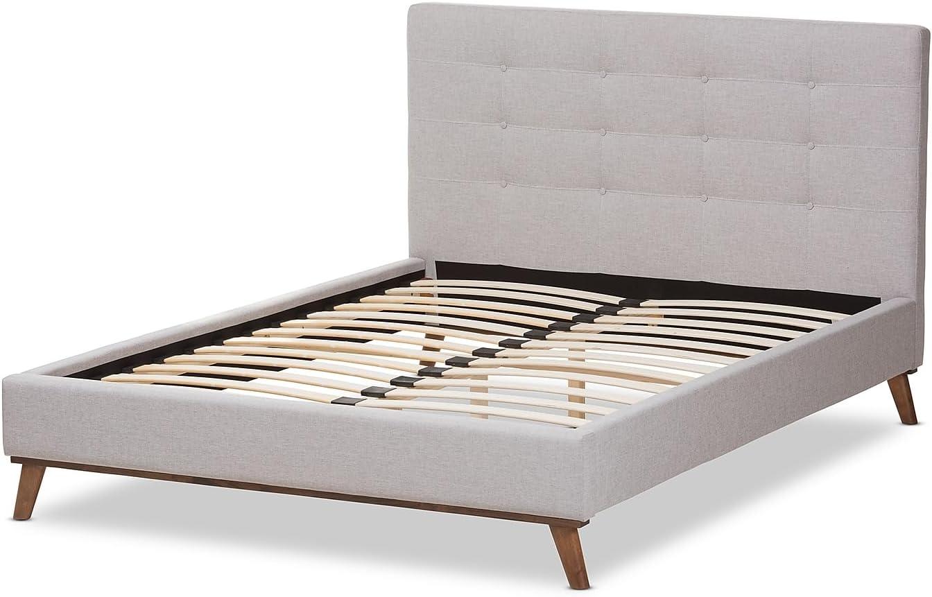 Valencia Mid - Century Modern Fabric Platform Bed - Baxton Studio