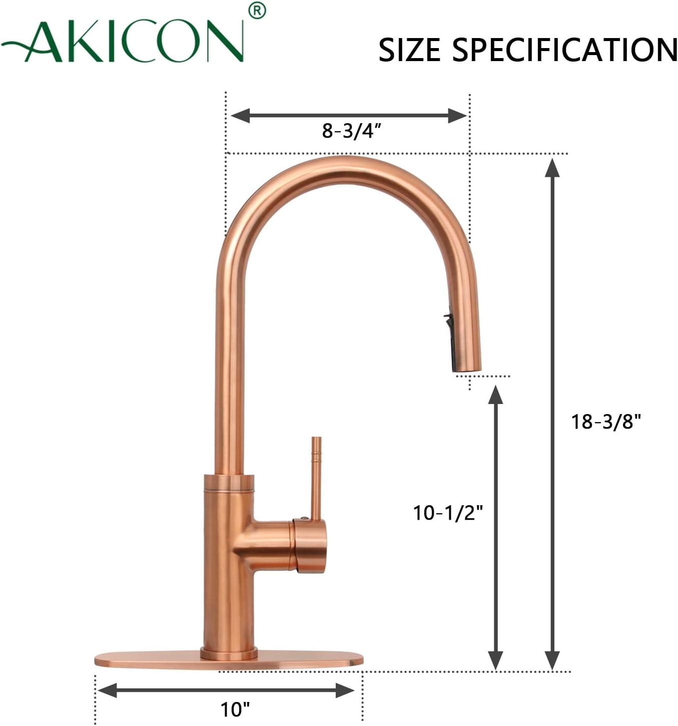 Copper Single Handle Pull Down Kitchen Faucet with Deck Plate