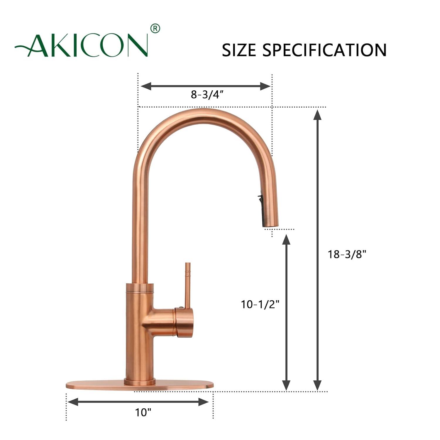 Single-Handle Pull Down Sprayer Kitchen Faucet with Deckplate in Copper