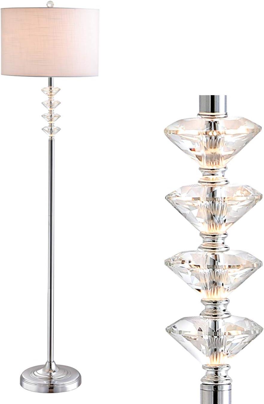 JONATHAN Y Mia 60.5" Crystal/Metal LED Floor Lamp, Clear/Chrome