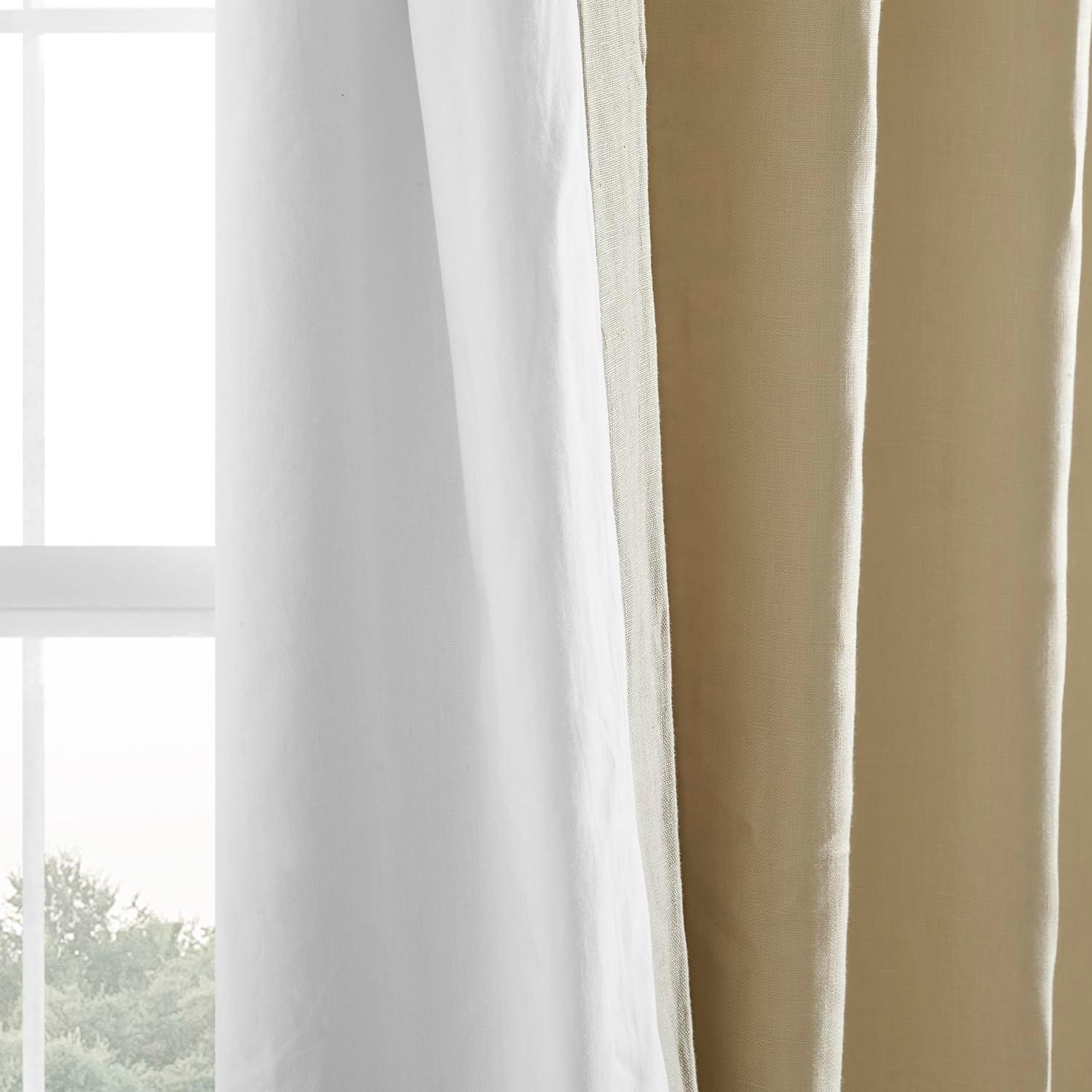 Walnut Beige Linen Room Darkening Curtain Panel 50" x 96"