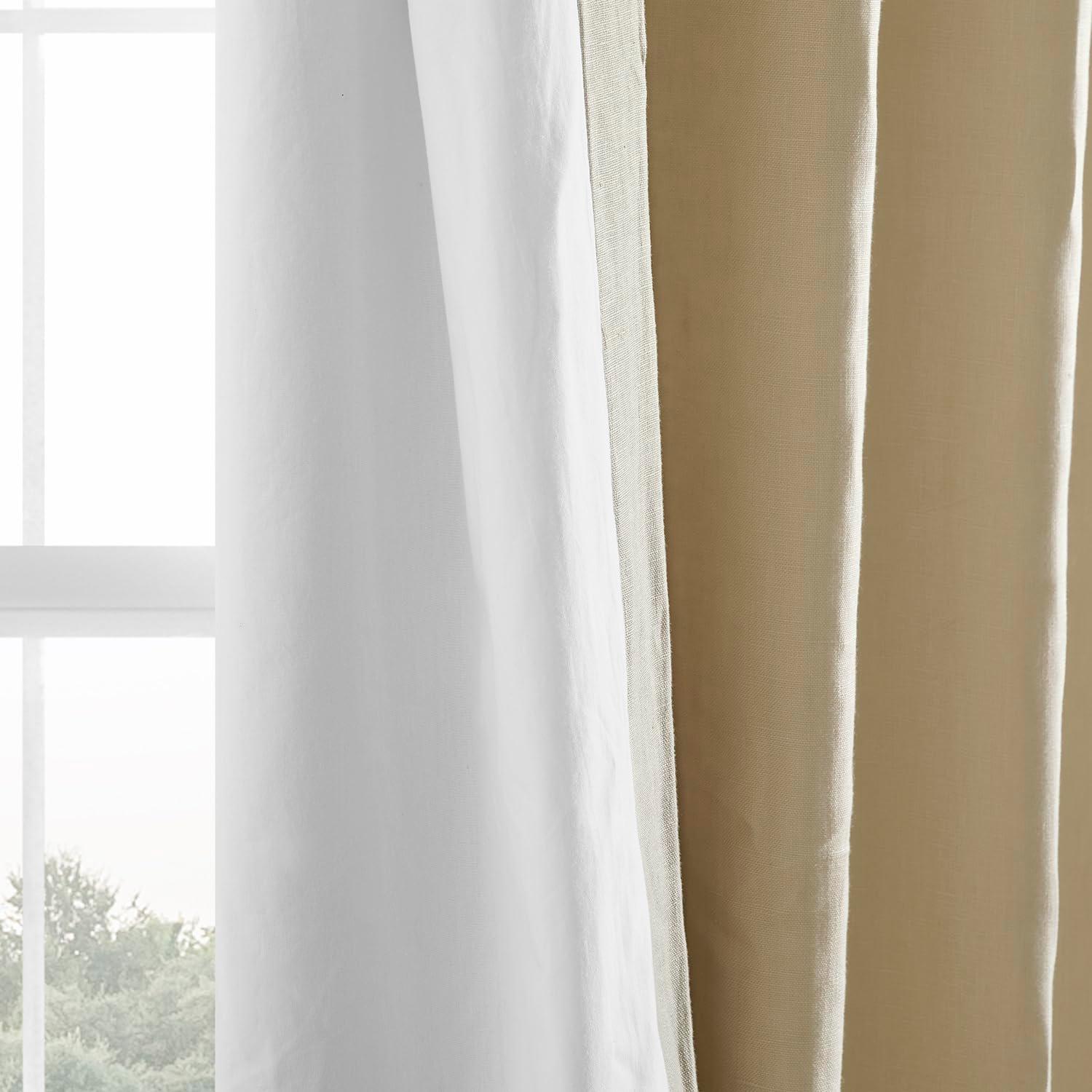 HPD HALF PRICE DRAPES French Linen Curtains 120 Inches Long Room Darkening Curtains for Bedroom & Living Room 50 X 120, (1 Panel), Walnut Beige
