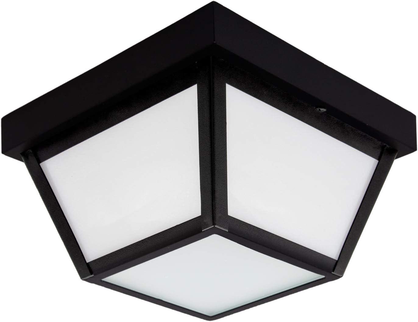 Maxxima LED Outdoor Porch Ceiling Light, Black w/ Frosted White Lens, 1000 Lumens, 3000K Warm White